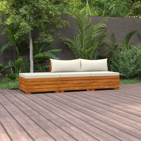 vidaXL Muebles de jardín 3 piezas con cojines madera maciza de acacia 