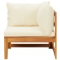 vidaXL Set muebles de jardín 4 pzas cojines crema madera de acacia 
