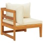 vidaXL Set muebles de jardín 4 pzas cojines crema madera de acacia 