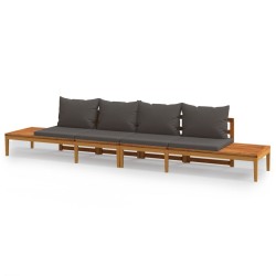 vidaXL Bancos de jardín con cojines gris oscuro 2 uds madera acacia