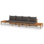 vidaXL Bancos de jardín con cojines gris oscuro 2 uds madera acacia vidaXL Bancos de jardín con cojines gris oscuro 2 uds madera acacia