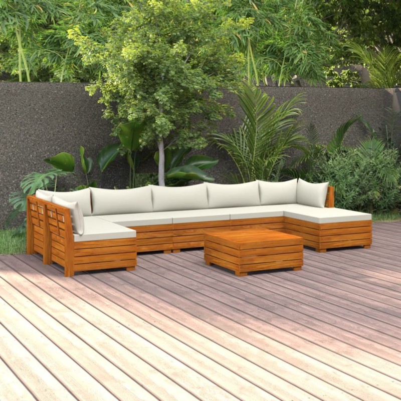 vidaXL Muebles de jardín 8 piezas con cojines madera maciza de acacia 