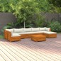 vidaXL Muebles de jardín 8 piezas con cojines madera maciza de acacia 