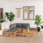 vidaXL Set de muebles de jardín 6 pzas madera de teca y cojines gris vidaXL Set de muebles de jardín 6 pzas madera de teca y cojines gris