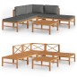vidaXL Set de muebles de jardín 6 pzas madera de teca y cojines gris vidaXL Set de muebles de jardín 6 pzas madera de teca y cojines gris
