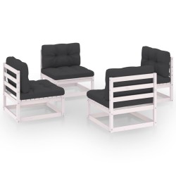 vidaXL Juego de muebles de jardín 4 pzas madera pino maciza y cojines