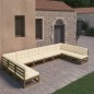 vidaXL Set de muebles de jardín 10 pzs cojines madera pino marrón miel vidaXL Set de muebles de jardín 10 pzs cojines madera pino marrón miel