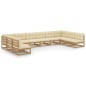 vidaXL Set de muebles de jardín 10 pzs cojines madera pino marrón miel vidaXL Set de muebles de jardín 10 pzs cojines madera pino marrón miel