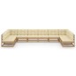 vidaXL Set de muebles de jardín 10 pzs cojines madera pino marrón miel vidaXL Set de muebles de jardín 10 pzs cojines madera pino marrón miel