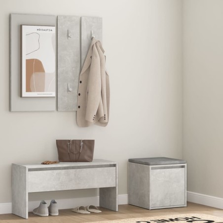 vidaXL Juego de muebles recibidor madera contrachapada gris hormigón