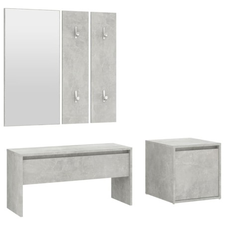vidaXL Juego de muebles recibidor madera contrachapada gris hormigón
