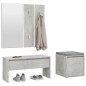 vidaXL Juego de muebles recibidor madera contrachapada gris hormigón vidaXL Juego de muebles recibidor madera contrachapada gris hormigón