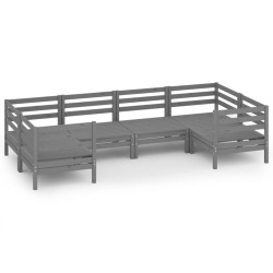 vidaXL Mesa y taburetes altos jardín 6 pzas madera maciza de pino gris
