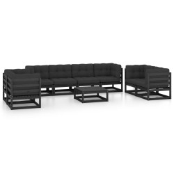 vidaXL Juego de muebles de jardín 9 pzas y cojines madera pino maciza