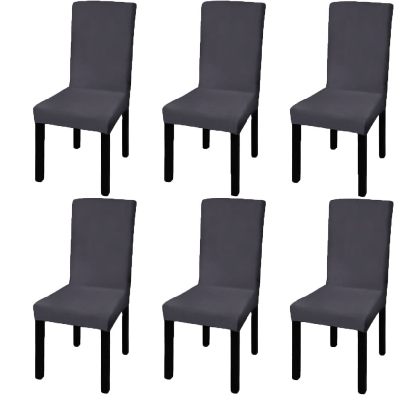 vidaXL Funda para silla elástica recta 6 unidades gris antracita vidaXL Funda para silla elástica recta 6 unidades gris antracita