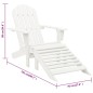 vidaXL Silla de jardín con otomana madera blanca