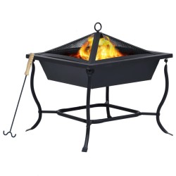 vidaXL Brasero de acero negro 42x42x45 cm  