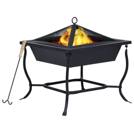 vidaXL Brasero de acero negro 42x42x45 cm  