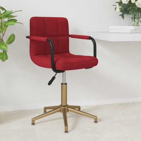 vidaXL Silla de comedor giratoria de terciopelo vino tinto