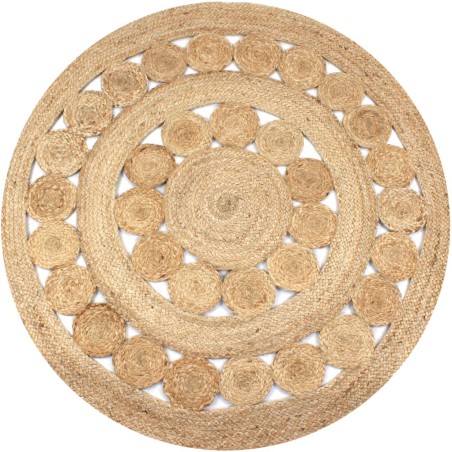 vidaXL Alfombra redonda 120 cm yute trenzado con diseño