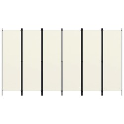 vidaXL Biombo divisor de 6 paneles blanco crema 300x180 cm 