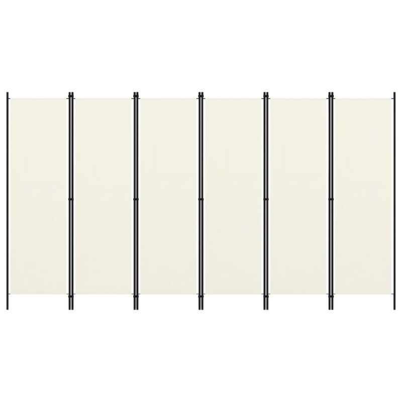 vidaXL Biombo divisor de 6 paneles blanco crema 300x180 cm vidaXL Biombo divisor de 6 paneles blanco crema 300x180 cm