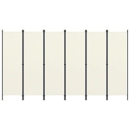 vidaXL Biombo divisor de 6 paneles blanco crema 300x180 cm 