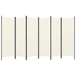 vidaXL Biombo divisor de 6 paneles blanco crema 300x180 cm 