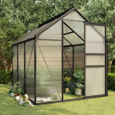 vidaXL Invernadero de aluminio gris antracita 3,61 m²