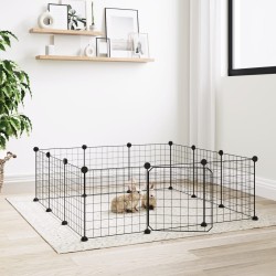 vidaXL Jaula para mascotas de 12 paneles puerta acero negro 35x35cm