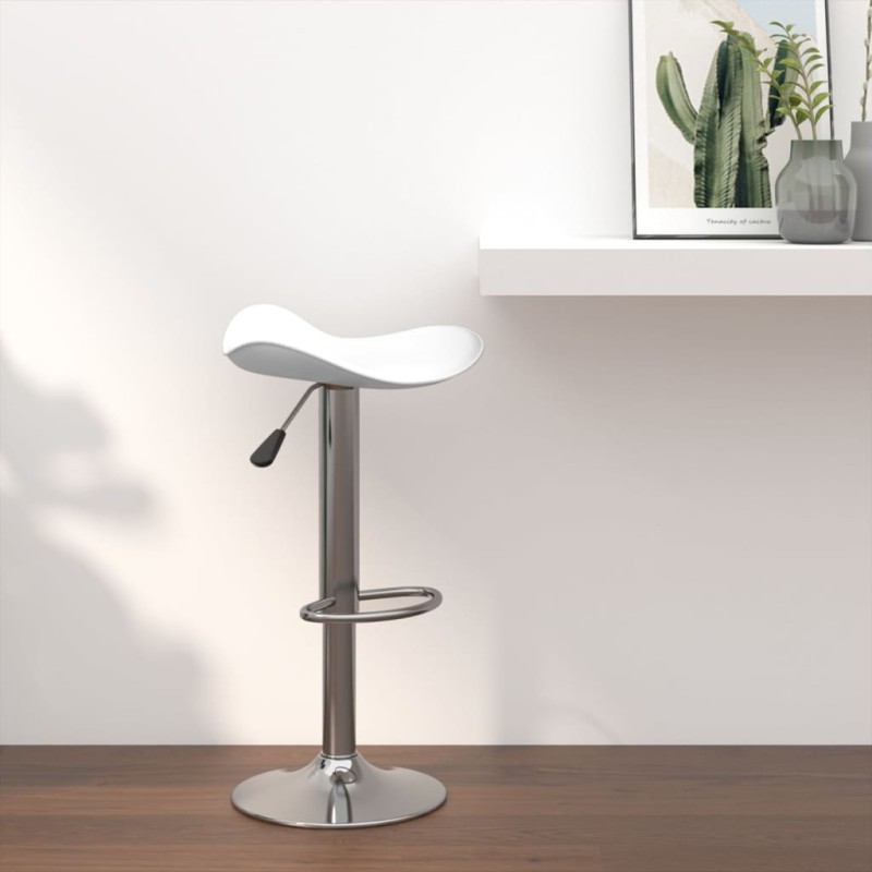 vidaXL Taburete de cocina de acero cromado y cuero artificial blanco vidaXL Taburete de cocina de acero cromado y cuero artificial blanco