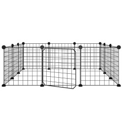 vidaXL Jaula para mascotas de 12 paneles puerta acero negro 35x35cm