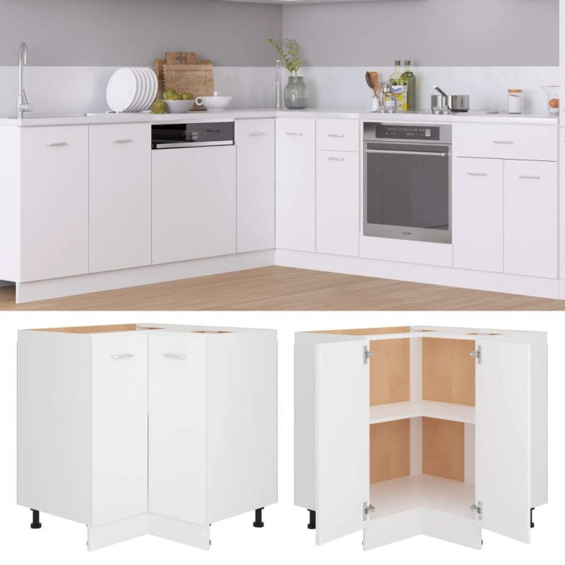 vidaXL Armario inferior de esquina madera blanco 75,5x75,5x81,5 cm