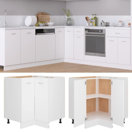 vidaXL Armario inferior de esquina madera blanco 75,5x75,5x81,5 cm