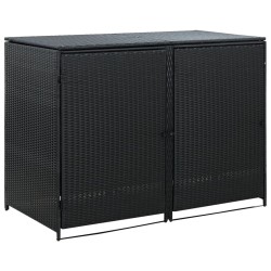 vidaXL Cobertizo doble contenedor basura ratán negro 148x80x111cm 