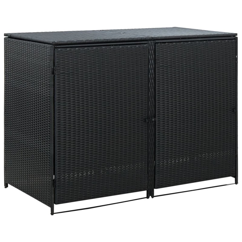 vidaXL Cobertizo doble contenedor basura ratán negro 148x80x111cm vidaXL Cobertizo doble contenedor basura ratán negro 148x80x111cm