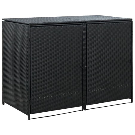 vidaXL Cobertizo doble contenedor basura ratán negro 148x80x111cm 
