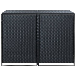 vidaXL Cobertizo doble contenedor basura ratán negro 148x80x111cm 