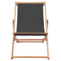 vidaXL Silla de playa plegable estructura de madera y tela gris