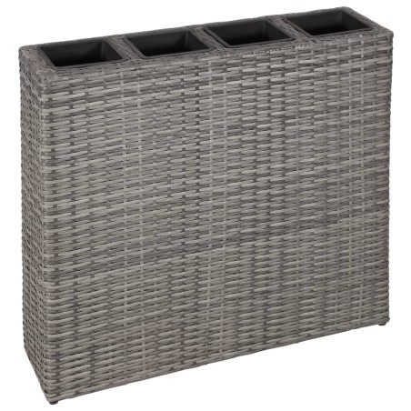 vidaXL Jardinera alta con 4 macetas ratán sintético gris 
