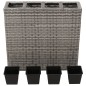 vidaXL Jardinera alta con 4 macetas ratán sintético gris vidaXL Jardinera alta con 4 macetas ratán sintético gris