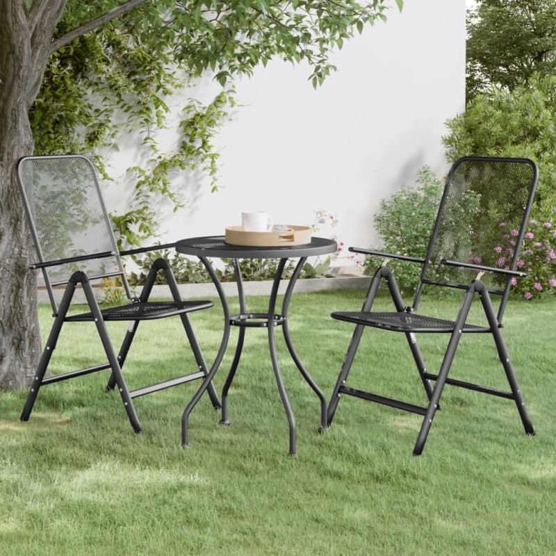 vidaXL Silla jardín plegable 2 uds antracita malla metálica expandida vidaXL Silla jardín plegable 2 uds antracita malla metálica expandida