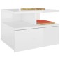 vidaXL Mesita noche flotante 2 uds aglomerado blanco brillo 40x31x27cm