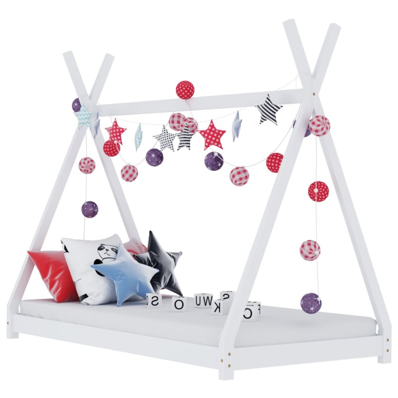 vidaXL Estructura de cama infantil madera maciza pino blanca 70x140 cm vidaXL Estructura de cama infantil madera maciza pino blanca 70x140 cm
