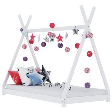 vidaXL Estructura de cama infantil madera maciza pino blanca 70x140 cm