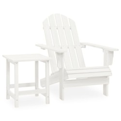 vidaXL Silla con otomana y mesa jardín Adirondack macizo abeto blanco