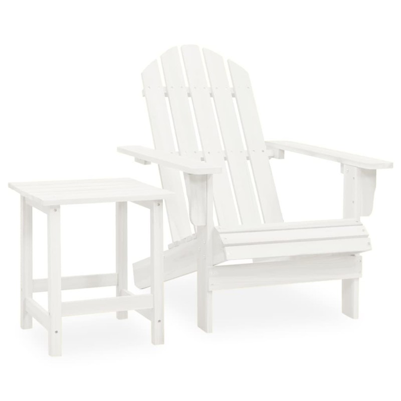 vidaXL Silla con otomana y mesa jardín Adirondack macizo abeto blanco vidaXL Silla con otomana y mesa jardín Adirondack macizo abeto blanco