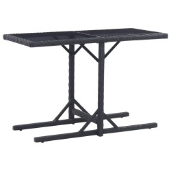 vidaXL Mesa de jardín de vidrio y ratán sintético negro 110x53x72 cm