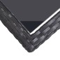 vidaXL Mesa de jardín de vidrio y ratán sintético negro 110x53x72 cm vidaXL Mesa de jardín de vidrio y ratán sintético negro 110x53x72 cm