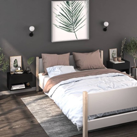 vidaXL Mesitas de noche de pared 2 unidades negras
